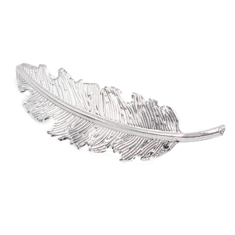 Suoirblss 2 PCS Metal Leaf Feather Hair Clip Wedding Women Hairpin Hair Claw Barrettes (Silver) - Image 5